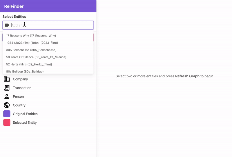 Relfinder network analysis tool